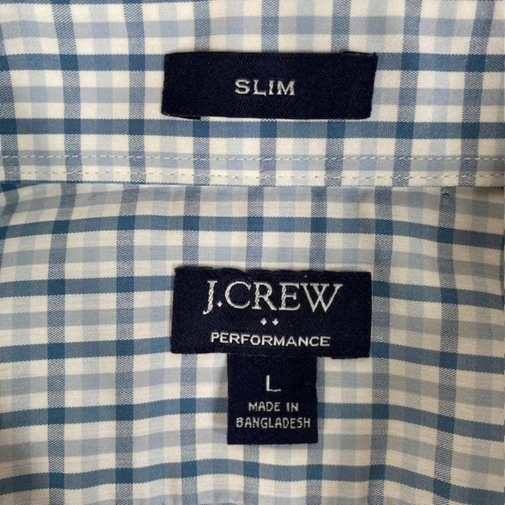J.Crew Performance Button Down‎ Shirt Slim Fit Plaid Long Sleeve L